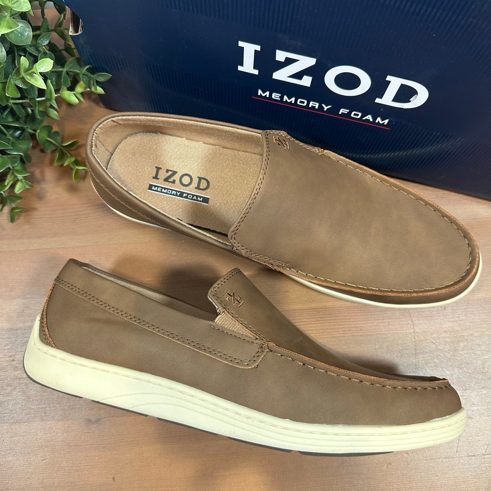 Izod Men's Seapoint Tan Memory Foam Loafers Size 9.5